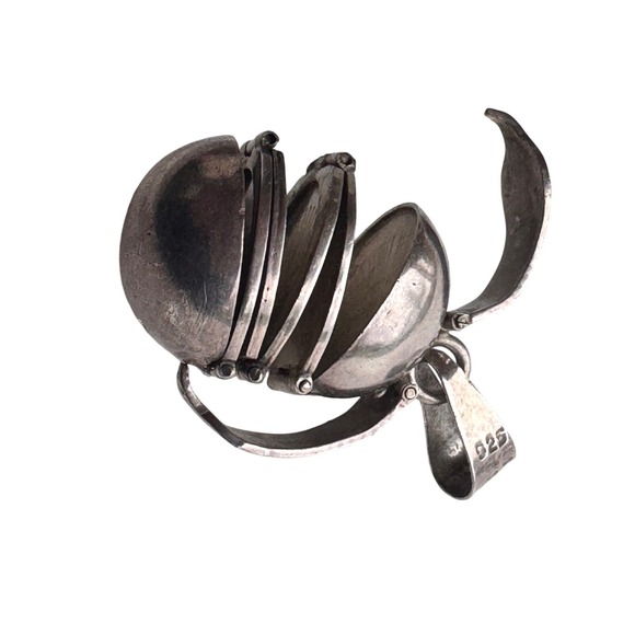 Vintage Puzzle ball sterling silver folding ball picture locket Taxco Mexico - Picture 2 of 11